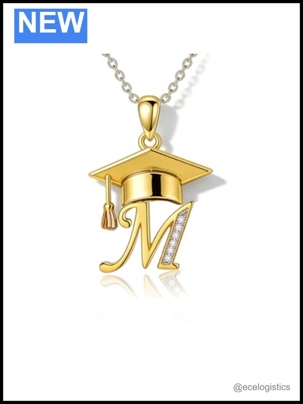 18K Gold Plated Graduation Initial Necklace Cap Pendant Grad Gift
